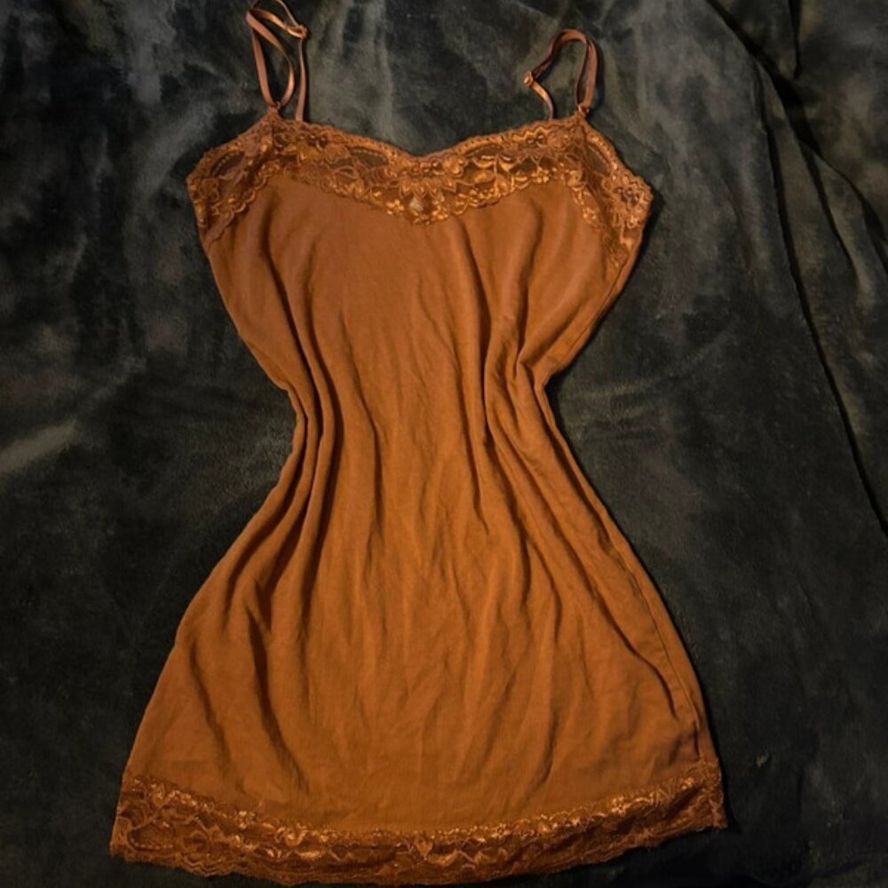 Vintage Brown Lace cami tank top with Adjustable straps